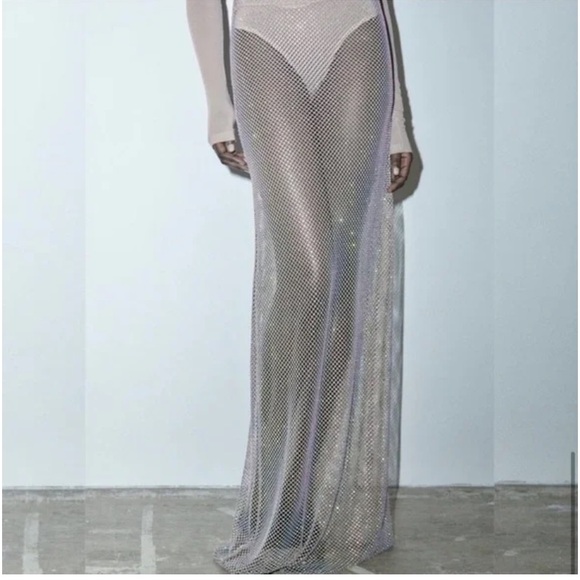Zara Dresses & Skirts - Zara Mesh Crystal Maxi Skirt